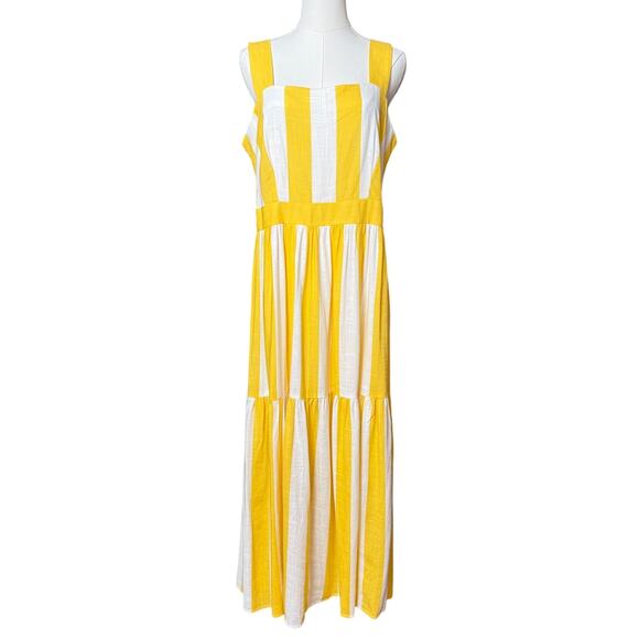 Ann Taylor Striped Square Neck Midi Dress Size 10 Zipper Back Closure Sleeveless - Picture 1 of 7